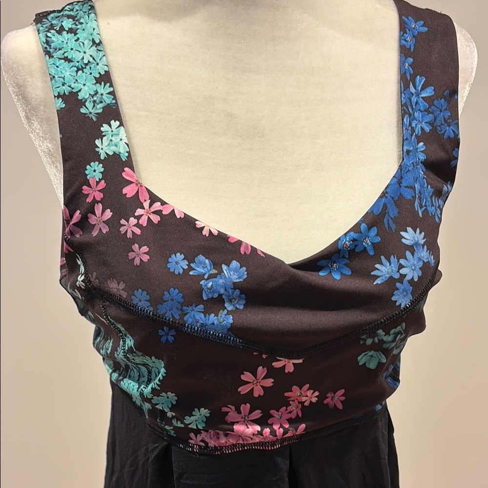 Lululemon Athletica Floral Tank Top - Black with Blue and Pink - Picture 2 of 7